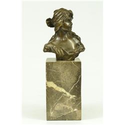 Female Bust Bronze Sculpture on marble base (9"X3")