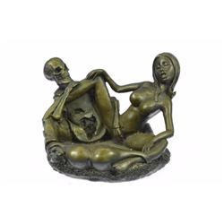Skeleton Nude Woman Ashtray Bronze Figurine (4"X5")