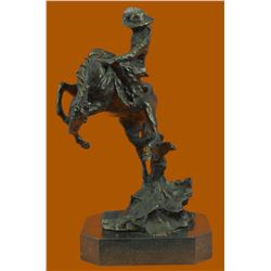 Bronco Buster Bronze Sculpture on marble base Western Art Figurine