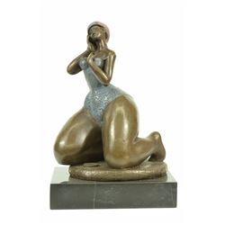 Sport Swimmer Mid Century bronze Sculpture on marble base