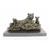 Image 1 : Art Deco Tiger With Four Cubs Bronze Sculpture on marble base Statue