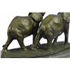 Image 2 : Two Walking African Elephants Bronze Sculpture on Marble Base figurine