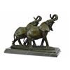Image 8 : Two Walking African Elephants Bronze Sculpture on Marble Base figurine