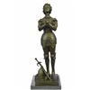 Image 1 : Signed Mercie Saint Joan Of Arc Bronze Sculpture on a Marble base Statue