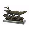 Image 8 : Two Running Black Bears Bear Bronze Sculpture on Marble Base Statue