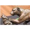 Image 8 : Jaguar Attacks Cub Bronze Statue on Marble Base Sculpture
