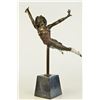 Image 1 : Semi Nude Acrobat Girl By Lucien Alliot Bronze Sculpture on Marble Base Statue