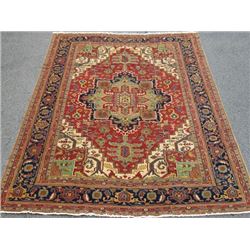 handmade Heriz Serapi Pattern Hand Woven Rug Rare