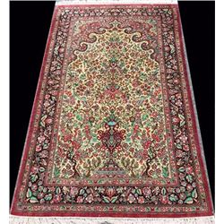 Super Fine Tree of Life Design All Silk Persian Qum Rug