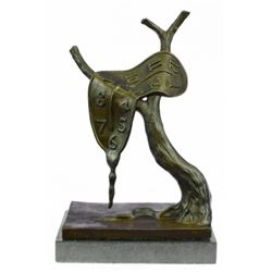 Abstract Modern Art Melting Clock Bronze Sculpture on marble base