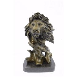 Animal edition African Male Lion Bust Bronze sculpture on Marble base Statue
