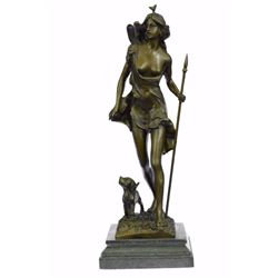 14" Tall Hot Cast Statue Of Diana The Huntress Artemis Goddess Bronze Sculpture