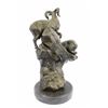 Image 7 : Two Rams On A Cliff Bronze Sculpture on Marble Base Statue