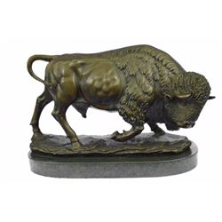 Animal edition American Buffalo Bison Art Deco Sculpture on Marble Base Figurine