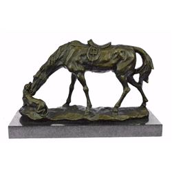 Dog And A Horse Friendship Bronze Sculpture on Marble base Statue