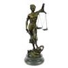 Image 1 : Blind Lady Of Justice Scales Law bronze Statue on marble base Sculpture