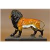 Image 7 : 17 Lbs Great Detail Male Lion Bronze Sculpture Statue on marble base (11"X14")
