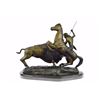 Image 6 : 23 LBS Buffalo Hunt Solid Bronze Statue on Marble base (13"X18")