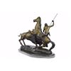 Image 7 : 23 LBS Buffalo Hunt Solid Bronze Statue on Marble base (13"X18")