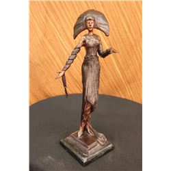 10 LBS Girl Byzantine Sculpture In Bronze on Marble Base (19"X8")