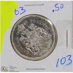 CANADIAN 1963 SILVER HALF DOLLAR
