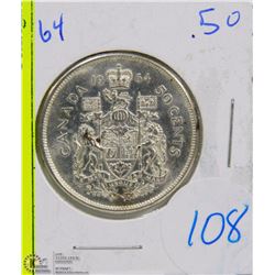 CANADIAN 1964 SILVER HALF DOLLAR