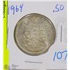 Image 1 : CANADIAN 1964 SILVER HALF DOLLAR