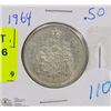 Image 1 : CANADIAN 1964 SILVER HALF DOLLAR