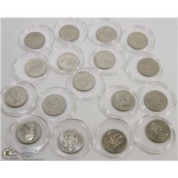 LOT OF 17 CANADIAN HALF DOLLARS