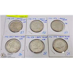 LOT OF 6 USA 1776-1976 LIBERTY DOLLARS