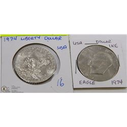 LOT OF 2 USA 1974 LIBERTY DOLLARS