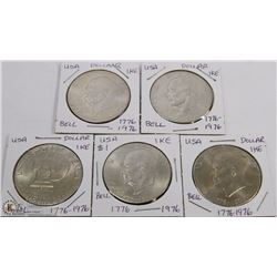 LOT OF 5 USA 1776-1976 LIBERTY DOLLARS