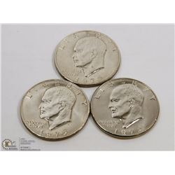 LOT OF 3 USA 1972 SILVER DOLLARS