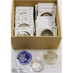 MIXED BOX OF HALF DOLLARS & MERCURY DIMES