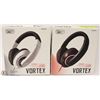 Image 1 : 2 NEW  BLACK & WHITE  VORTEX STEREO HEADPHONES