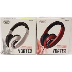 2 NEW  WHITE & RED  VORTEX STEREO HEADPHONES