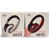 Image 1 : 2 NEW  WHITE & RED  VORTEX STEREO HEADPHONES