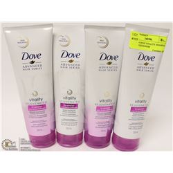 LOT OF 4 DOVE VITALITY SHAMPOO AND CONDITIONERS