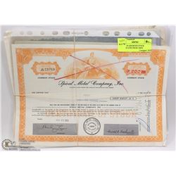 LOT OF 20 ASSORTED STOCK CERTIFICATES FROM 1960'S