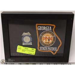 FRAMED GEORGIA  STATE PATROL GODE BADGE &