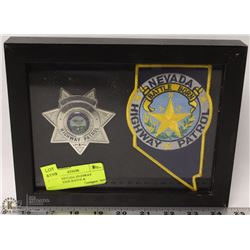 FRAMED NEVADA HIGHWAY PATROL GODE BADGE &
