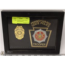 FRAMED PENNSYLVANIA STATE POLICE GODE BADGE &