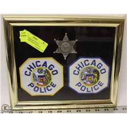 FRAMED CHICAGO POLICE DEPARTMENT GODE BADGE &