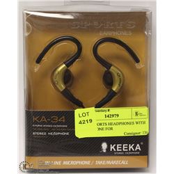 KEEKA SPORTS HEADPHONES WITH MICROPHONE FOR