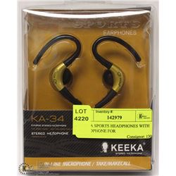 KEEKA SPORTS HEADPHONES WITH MICROPHONE FOR