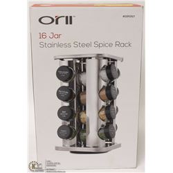 193) STAINLESS STEEL SPICE RACK - HOLDS UP TO 16