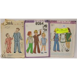 69) LOT OF 3 VINTAGE PATTERNS