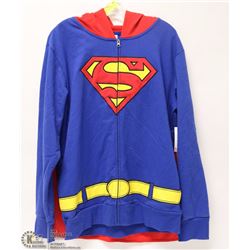 NEW ADULT SUPERMAN ZIPPERED HOODIE WITH CAPE