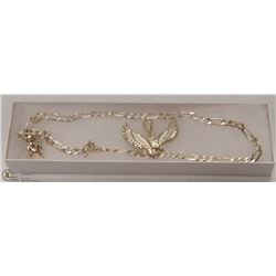 83) STERLING SILVER 925 MENS NECKLACE W/ EAGLE