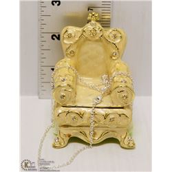 FABREGE CHAIR TRINKET BOX WITH STERLING SILVER